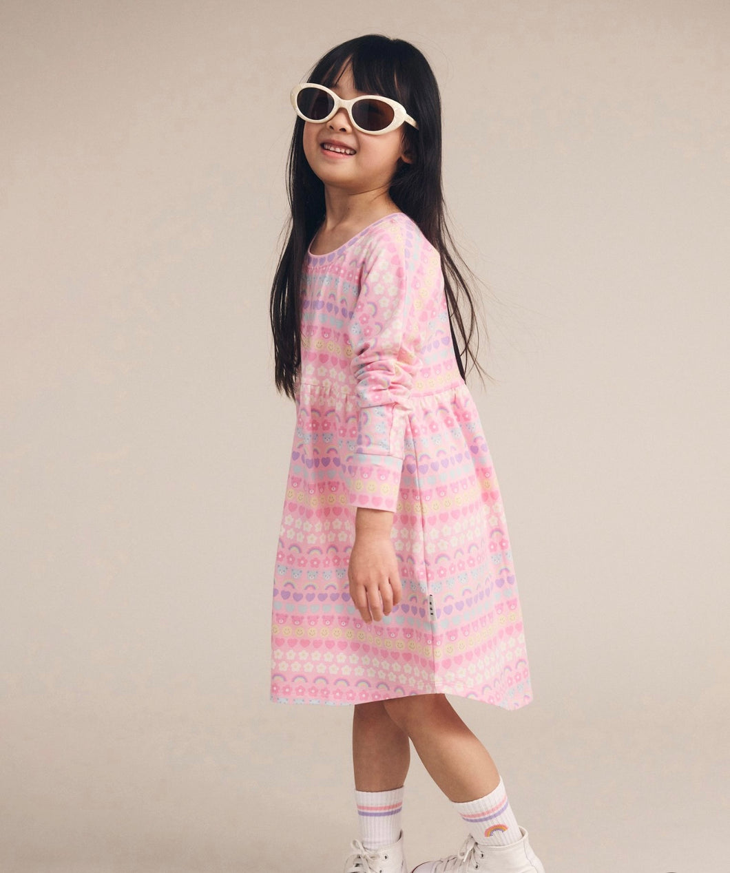 Huxbaby - Emoji Rainbow Long Sleeve Swirl Dress - Multi