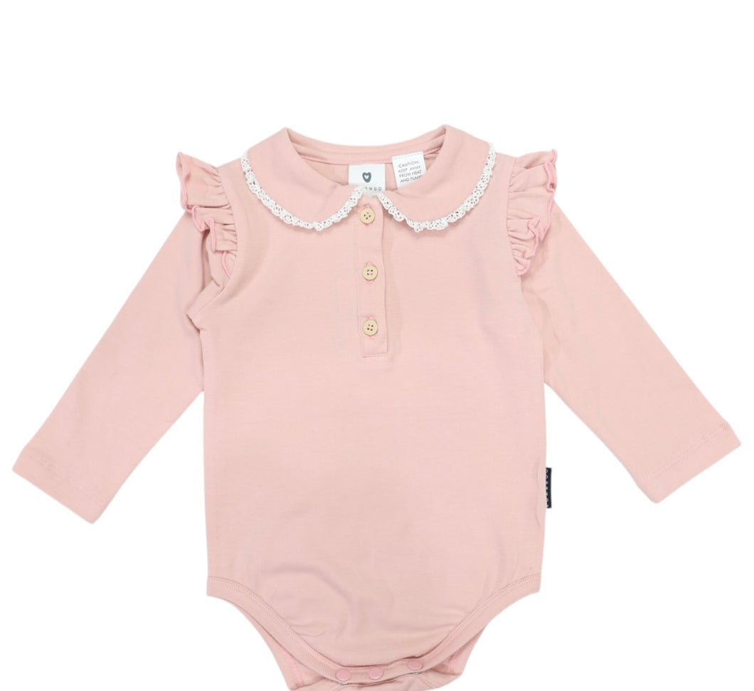 Korango - Collared Bodysuit - Pink