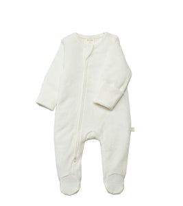 Tiny Twig Size Zipsuit with Feet - Velour Snow White