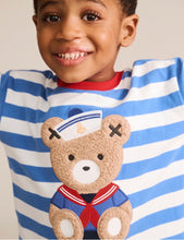 Load image into Gallery viewer, Hux Baby- NauticalStripe Sitting Tee - Almond Milk
