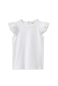 Milky - White Broderie Frill Tee - style 225S50 00-1 & 425S50 2/7yrs