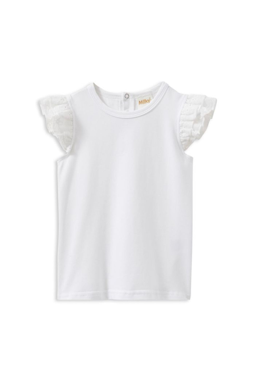 Milky - White Broderie Frill Tee - style 225S50 00-1 & 425S50 2/7yrs
