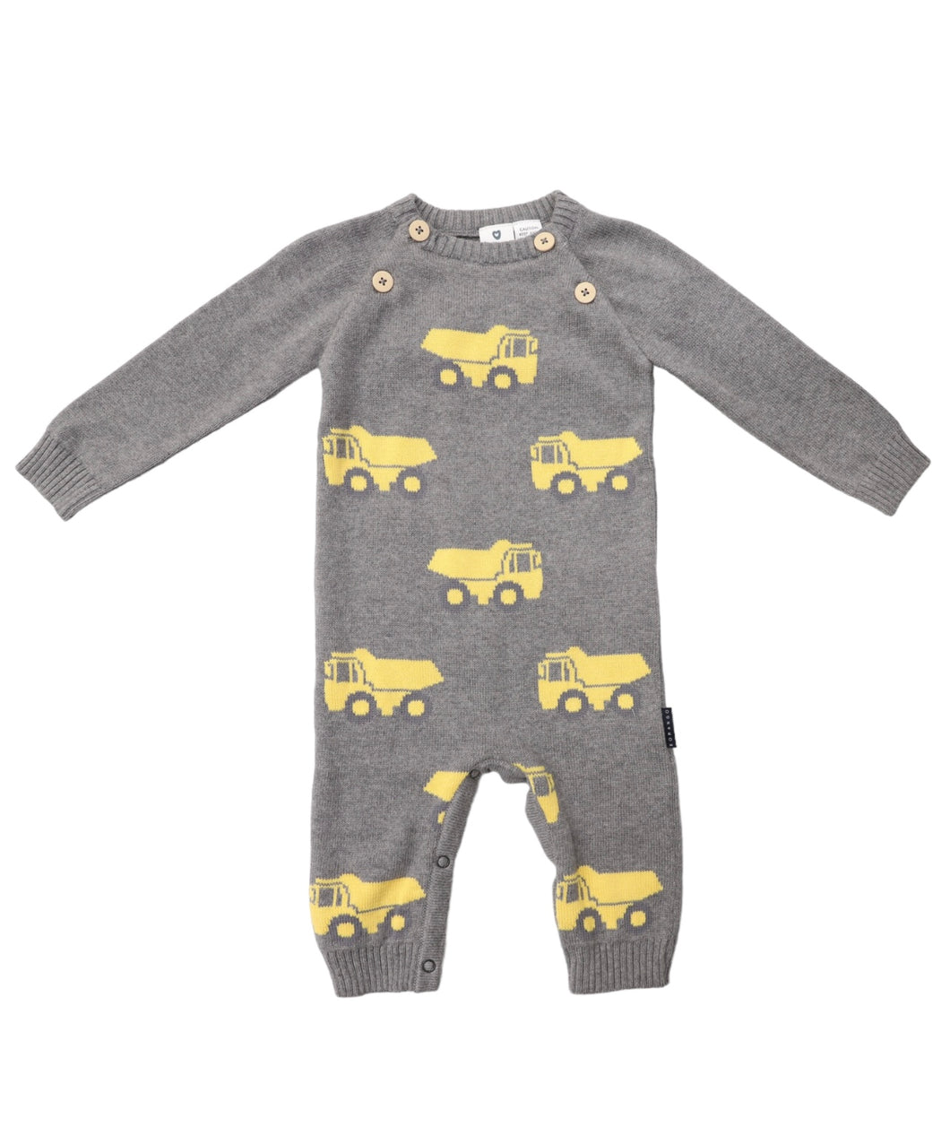 Korango - Tip Truck Knit Onesie - Charcoal