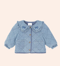 Load image into Gallery viewer, Hux Baby - Vintage Bow collar Denim Jacket - Blue Stripe
