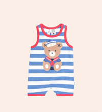 Load image into Gallery viewer, Hux Baby - Nautical stripe Sitting Sleeveless Romper

