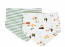 Load image into Gallery viewer, All4 Ella - Bandana Bibs - Reversible - BLAST OFF, BEEP BEEP, FOREST FRIENDS, DOG BREEDLIGHTNING, OUTERSPACE,LINED VEHICLE, SAGE DINO
