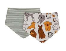 Load image into Gallery viewer, All4 Ella - Bandana Bibs - Reversible - BLAST OFF, BEEP BEEP, FOREST FRIENDS, DOG BREEDLIGHTNING, OUTERSPACE,LINED VEHICLE, SAGE DINO
