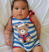 Load image into Gallery viewer, Hux Baby - Nautical stripe Sitting Sleeveless Romper
