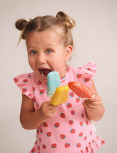 Load image into Gallery viewer, Hux Baby - Strawberry Print Rib Peplum Tee - Strawberry
