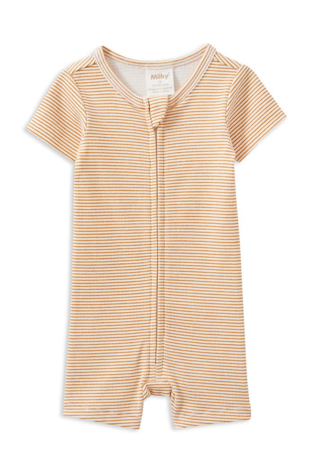 Milky - Caramel Rib Zip Romper