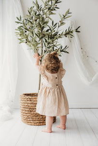 Child Of Mine - Embroidered Linen - Oak Dress