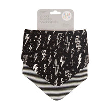 Load image into Gallery viewer, All4 Ella - Bandana Bibs - Reversible - PLANES,LIGHTNING, OUTERSPACE,LINED VEHICLE,WHALE POD,SAGE DINO OR DOG BREED

