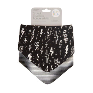 All4 Ella - Bandana Bibs - Reversible - PLANES,LIGHTNING, OUTERSPACE,LINED VEHICLE,WHALE POD,SAGE DINO OR DOG BREED
