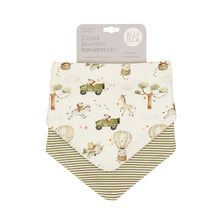 Load image into Gallery viewer, All4 Ella - Bandana Bibs - Reversible - PLANES,LIGHTNING, OUTERSPACE,LINED VEHICLE,WHALE POD,SAGE DINO OR DOG BREED
