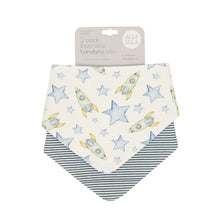 Load image into Gallery viewer, All4 Ella - Bandana Bibs - Reversible - PLANES,LIGHTNING, OUTERSPACE,LINED VEHICLE,WHALE POD,SAGE DINO OR DOG BREED
