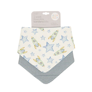 All4 Ella - Bandana Bibs - Reversible - PLANES,LIGHTNING, OUTERSPACE,LINED VEHICLE,WHALE POD,SAGE DINO OR DOG BREED