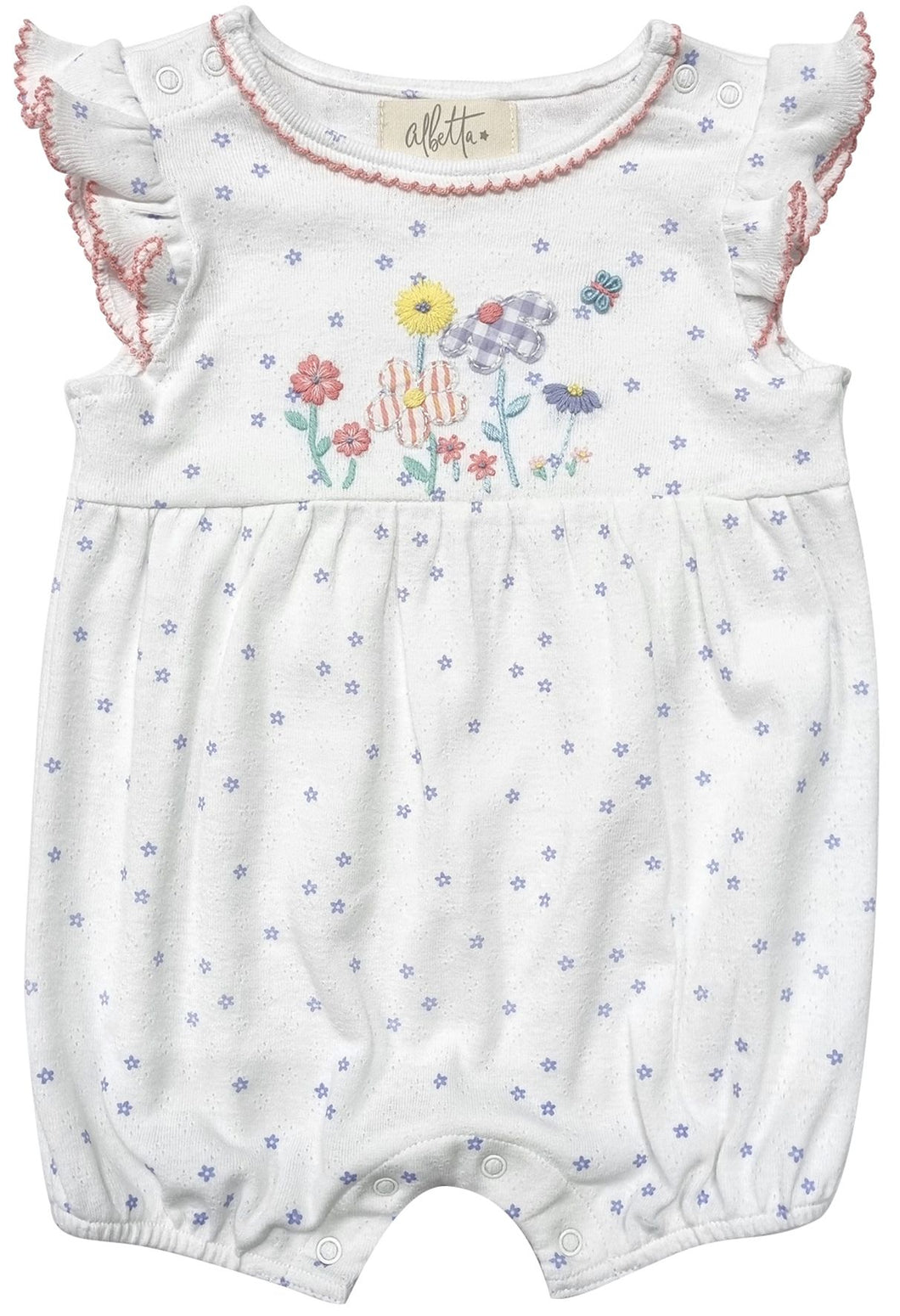 Albetta- Floral Bloom Embroidery Romper
