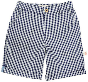 Albetta- Blue Gingham Seersucker Shorts