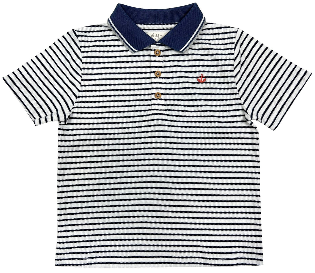 Albetta- Blue Collar Stipe Short Sleeve Shirt