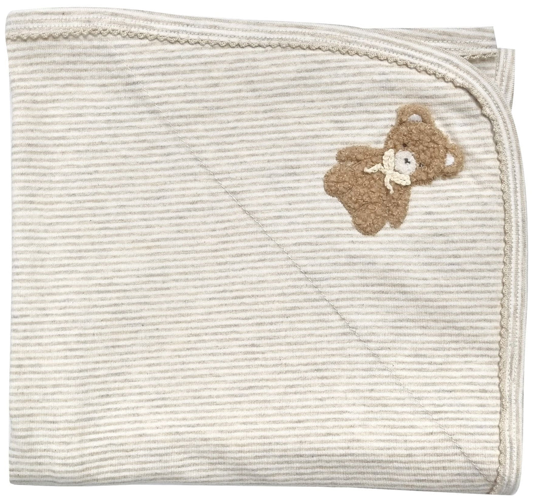 Albetta- Applique Teddy Stripe Blanket