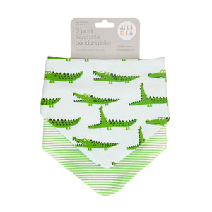 All4 Ella - Bandana Bibs - Reversible - PLANES,LIGHTNING, OUTERSPACE,LINED VEHICLE,WHALE POD,SAGE DINO OR DOG BREED