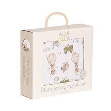 Load image into Gallery viewer, All4 Ella Jersey Cot Sheets -  Leaves - PRESENETED IN A BOX
