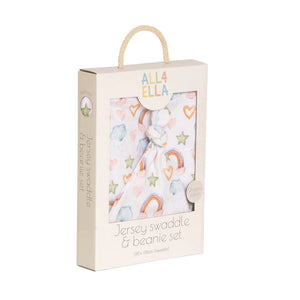 All4 Ella - Jersey wrap & Beanie Set - Soft Floral, Rainbow or Outer Space