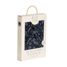 Load image into Gallery viewer, All4 Ella - Jersey wrap &amp; Beanie Set - Soft Floral, Rainbow or Outer Space
