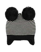 Load image into Gallery viewer, Bebe - Angus Stripe Pom Pom Knitted Beanie - Charcoal Stripe
