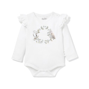 Aster & Oak - Barn Owl Print Bodysuit - White