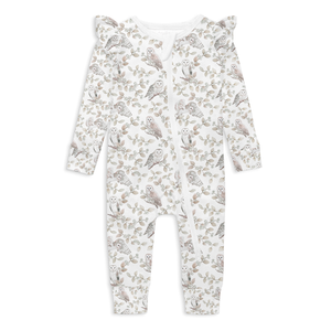 Aster & Oak - Barn Owl Zip Romper - White