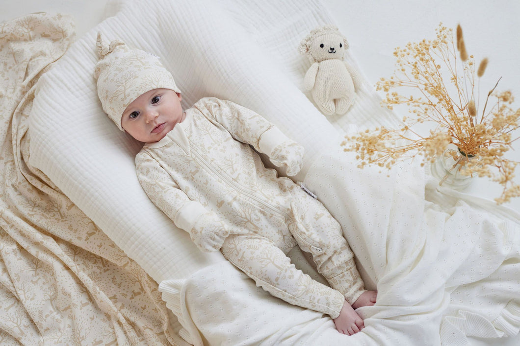 Aster & Oak - Woodland Zip Romper - Natural style AOWDD06