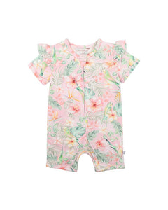 Fox & Finch - Bebe- Budgie Floral Zip Romper- Pink Floral