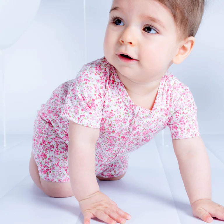 Bebe- Floral Short Sleeve Romper- Floral Print