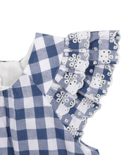 Load image into Gallery viewer, Bebe- Hallie Cutwork Check Dress- Blue Check
