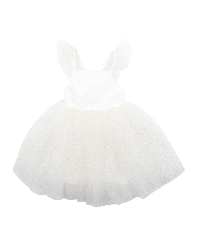 Bebe- Party White Glitter Tulle Dress- White