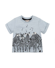 Load image into Gallery viewer, Fox &amp; Finch - Bebe- Zebra Party Tee- Soft Blue
