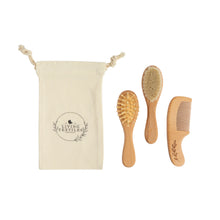 Load image into Gallery viewer, Living Textiles 3 piece Wooden Brush &amp; Comb Set
