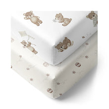 Load image into Gallery viewer, Living Textiles - 2pk Organic Cotton Cot Sheet - Cuddly Bear or Bohemian Bliss

