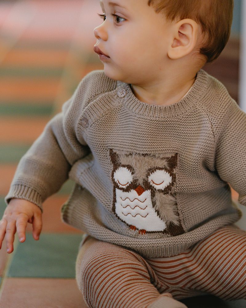 Bebe - Eli Owl Knitted Jumper - Mocha