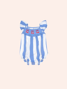 Hux Baby - Seaside Cherry Stripe Playsuit - seaside/almond milk