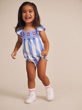 Load image into Gallery viewer, Hux Baby - Seaside Cherry Stripe Playsuit - seaside/almond milk
