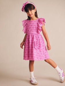 Hux Baby - Frilly Broderie Pinafore Dress