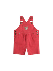 Hux Baby - Denim Short Overalls - Chilli Red