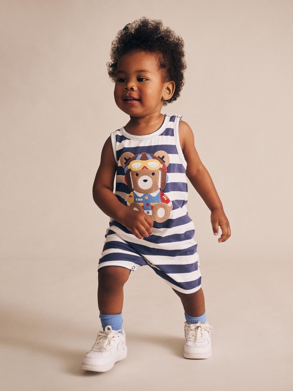 Huxbaby Pilot Romper - French Navy/Almond Milk