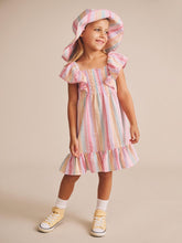Load image into Gallery viewer, Hux Baby - Rainbow Stripe Shirred Frill Dress

