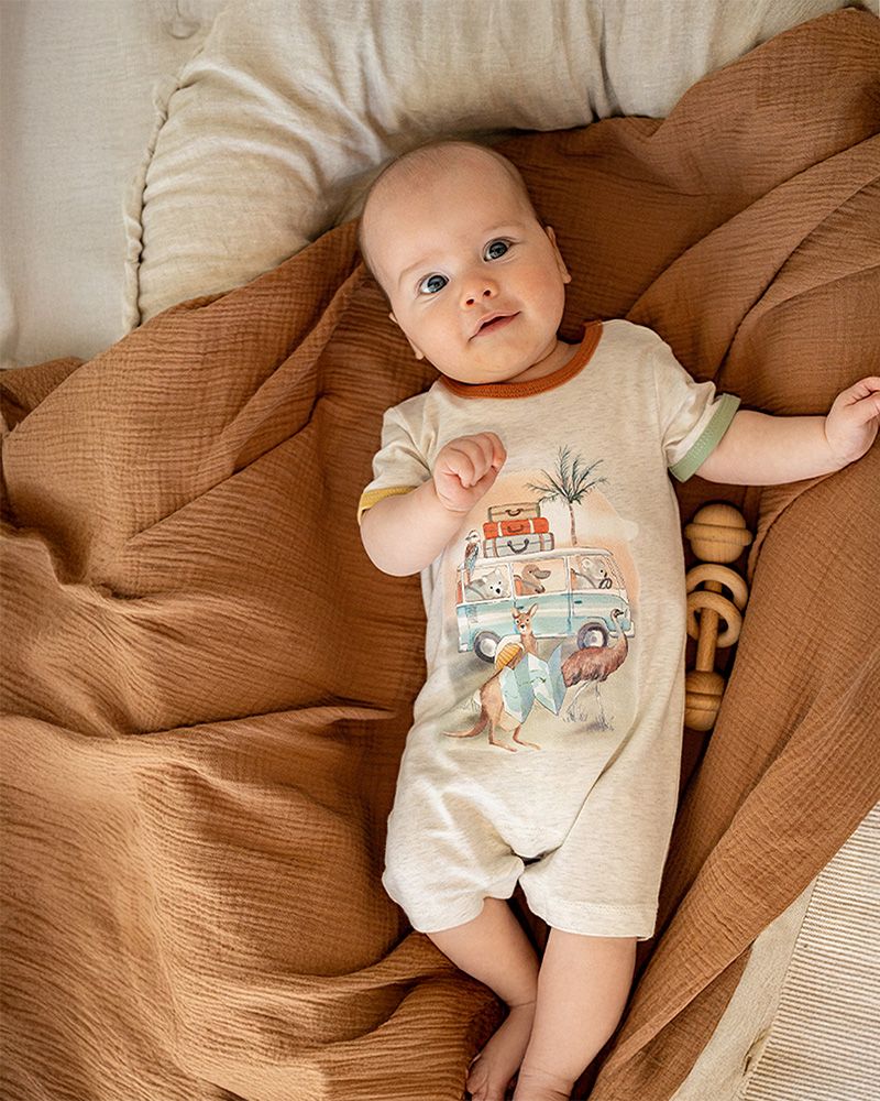 Bebe - Ivan Camp scene Short Sleeve Romper