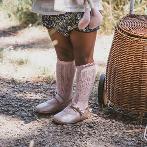 Bebe - Pointelle Knee High Socks - CLOUD , ALMOND or Dusky Pink
