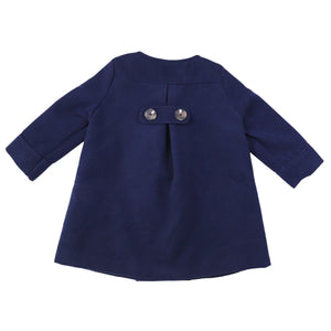 Korango Double Breasted Satin Lined Overcoat - Navy