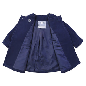 Korango Double Breasted Satin Lined Overcoat - Navy